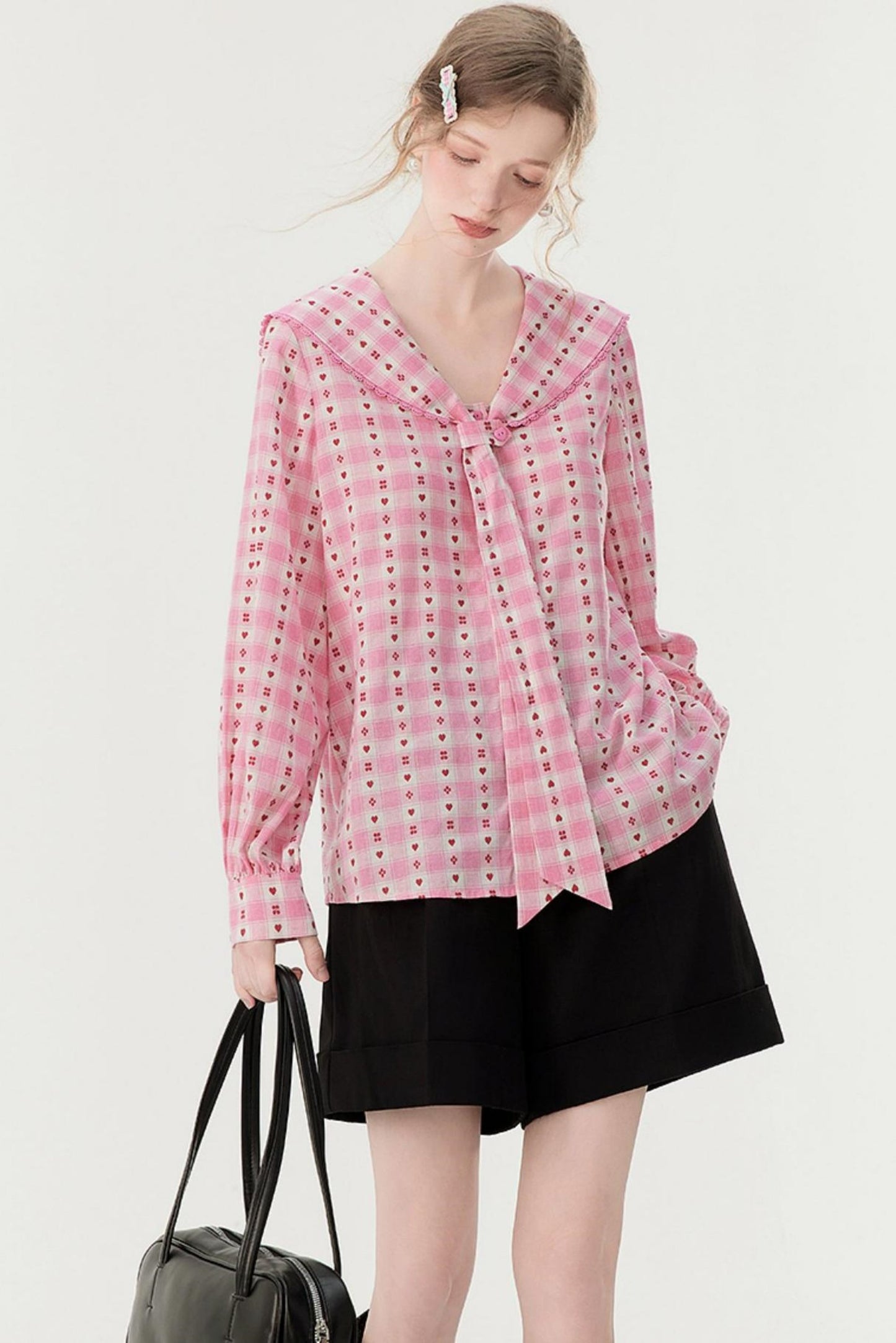 Pink Plaid Embroidered Shirt
