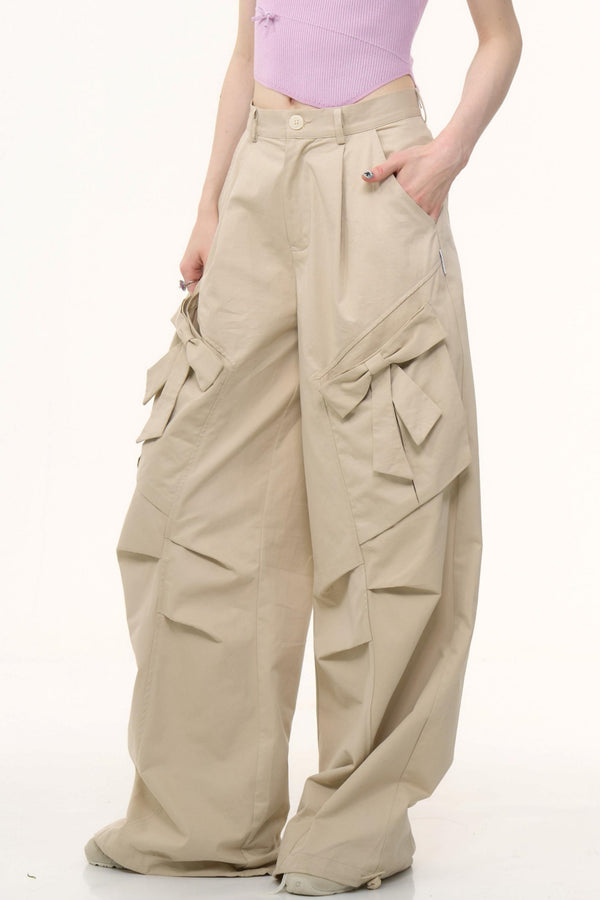 Khaki Wide-Leg Pants