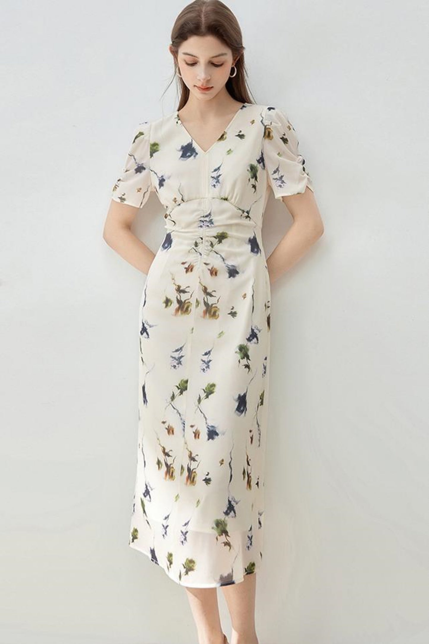 Floral V-Neck A-Line Dress