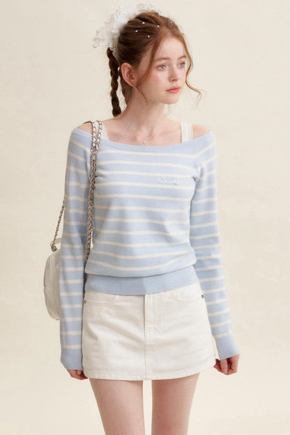 Preppy Style Striped Knit Top