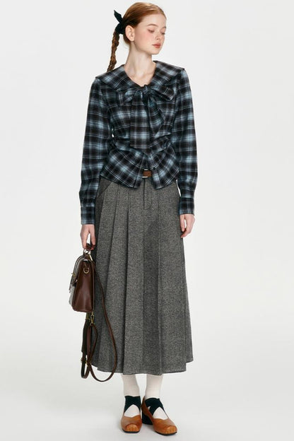 Navy Collar Collegiate Plaid Shirt