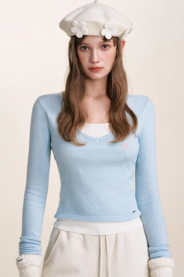 Soft Embroidered Knit Sweater