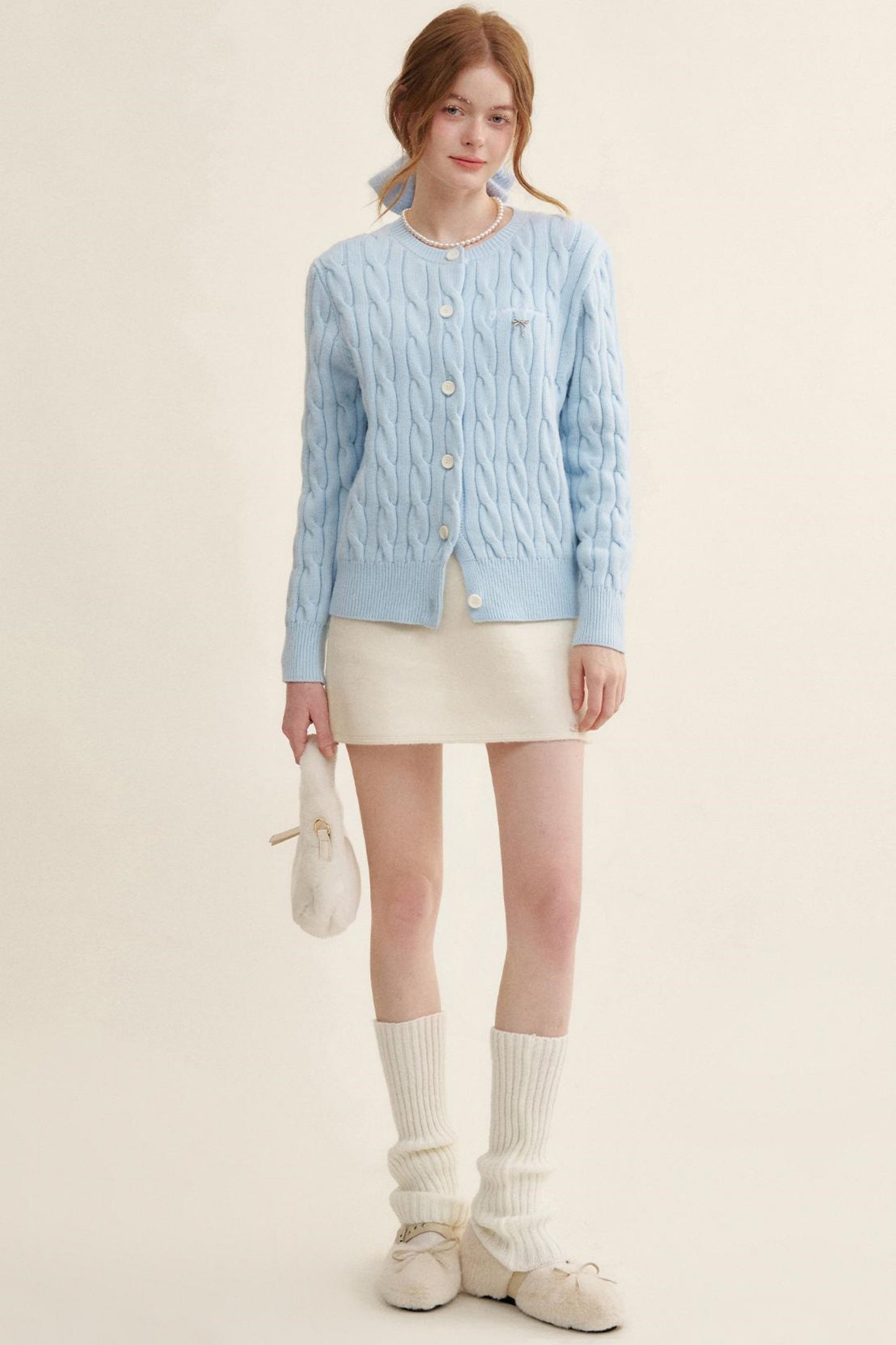 Cream Tweed A-Line Skirt