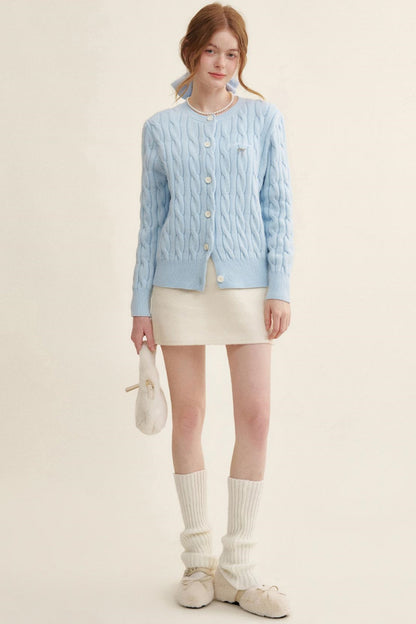 Cream Tweed A-Line Skirt