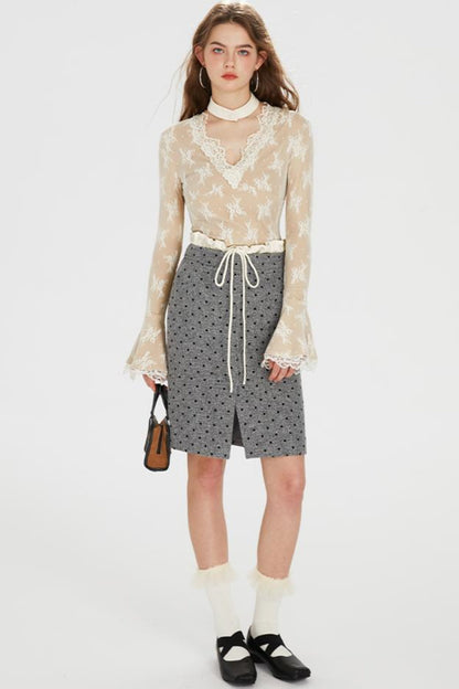 Polka Dot Tweed Skirt