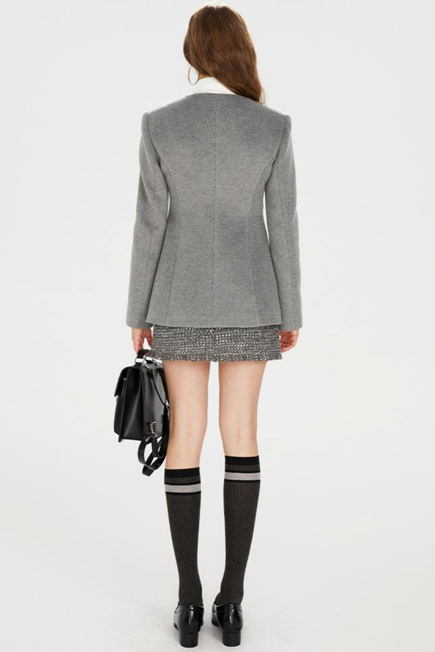 Gray Lace-Tweed Jacket Set-Up