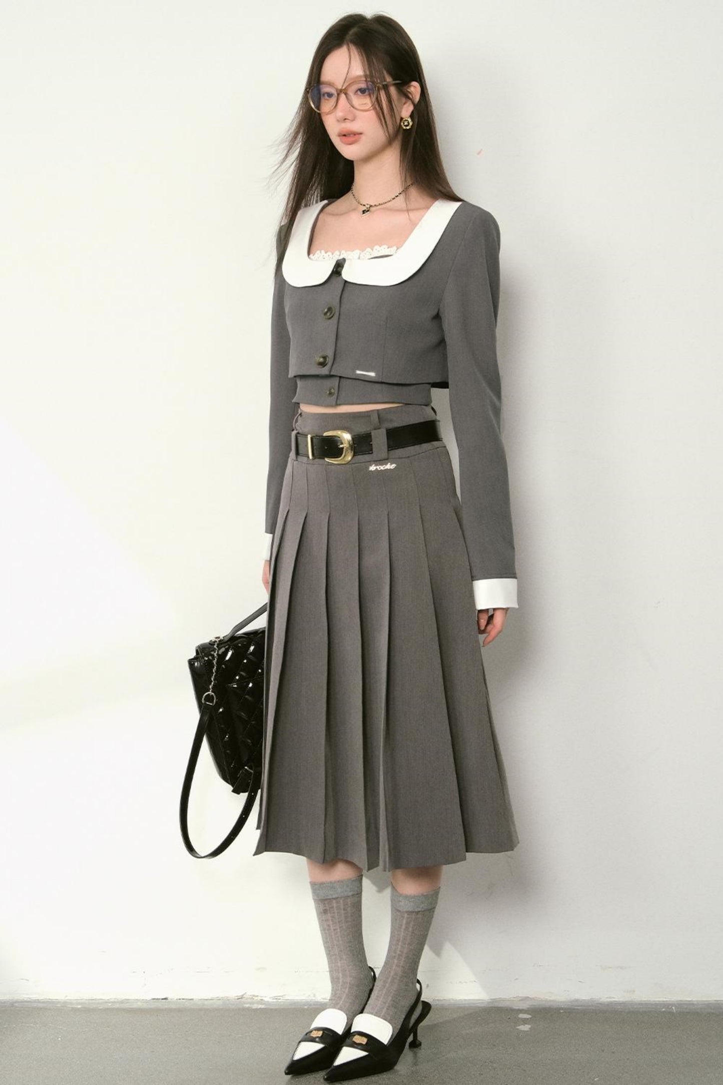 High Waist Pleated Skirt