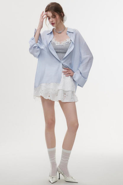 Lace-Trimmed Casual Shirt