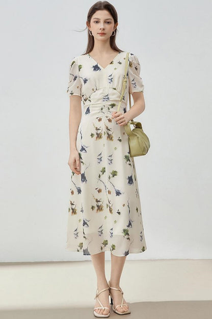 Floral V-Neck A-Line Dress