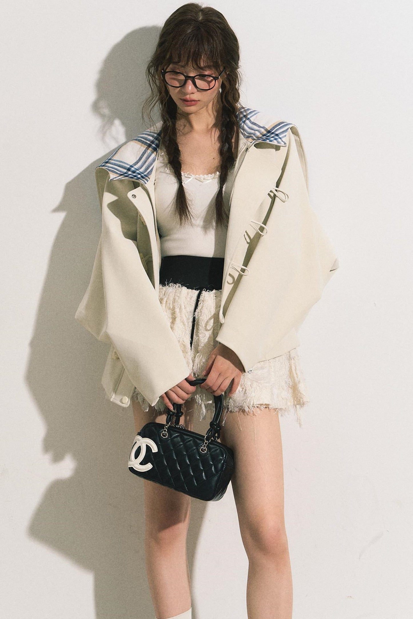 Navy Hooded Trench Coat