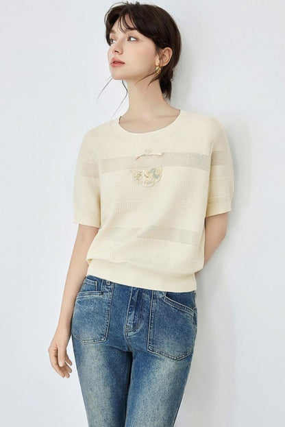 Summer Striped Knit Blouse