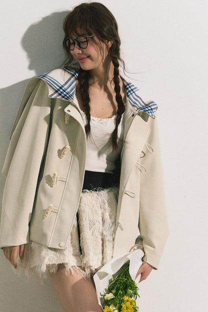 Navy Hooded Trench Coat