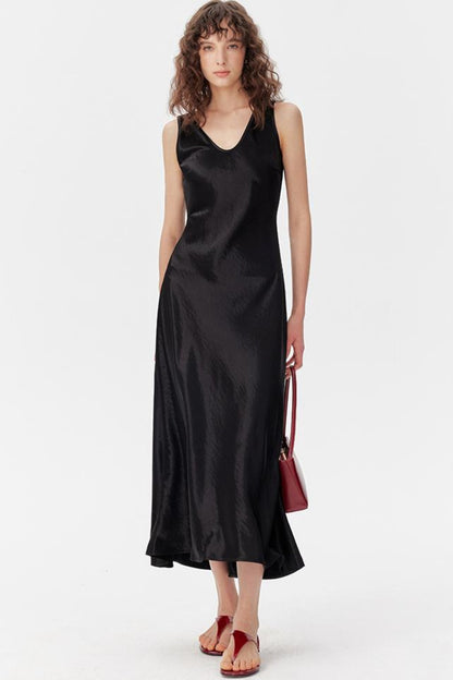 Satin Luxe Draped Midi Tank Dress