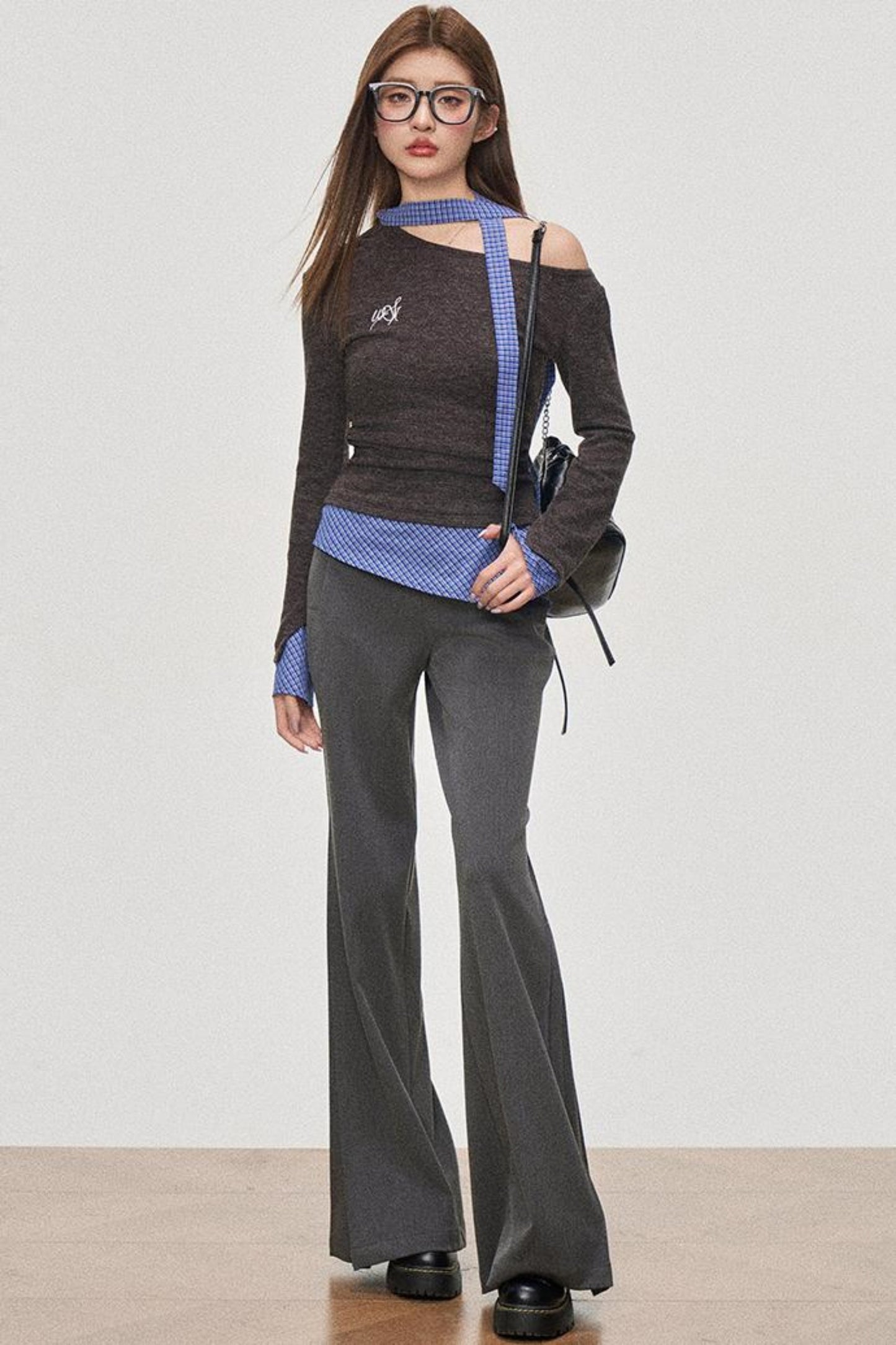 Color Block Slant Shoulder Tee