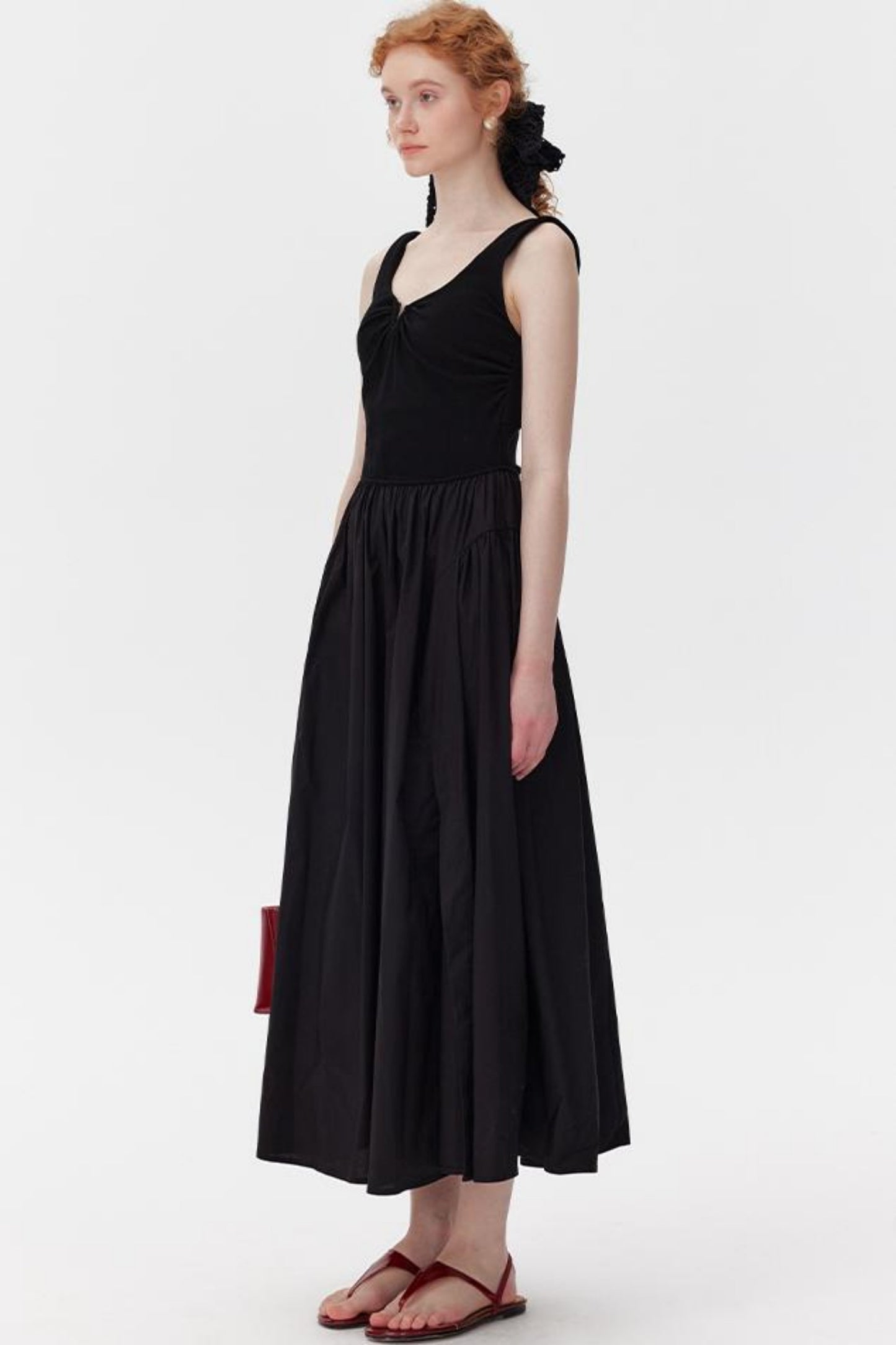 Black Drawstring Tank Dress