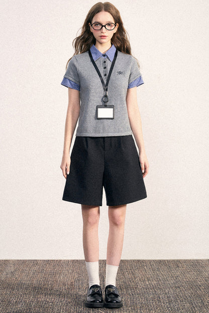 Collegiate Patchwork Knit Top