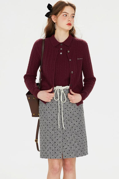 Dark Red Knit Polo T-Shirt