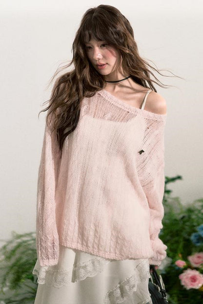 Pink Mohair Cowl Top