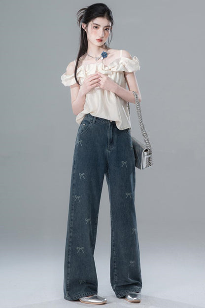 Vintage Bowtie Jeans Pants