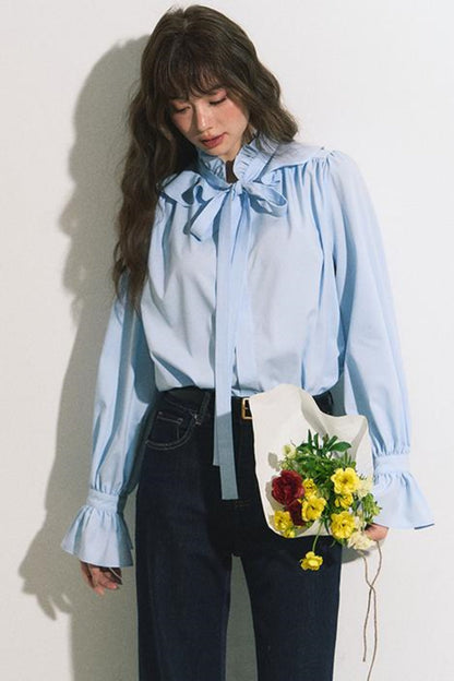 Ruffle Collar Bow Blouse Shirt