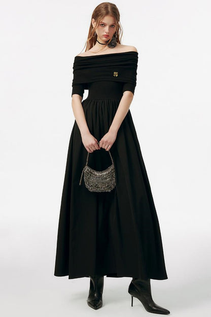 Black Embroidered Gown Dress