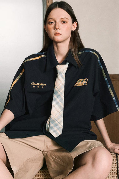 Grid Pattern Half Sleeve Shirt