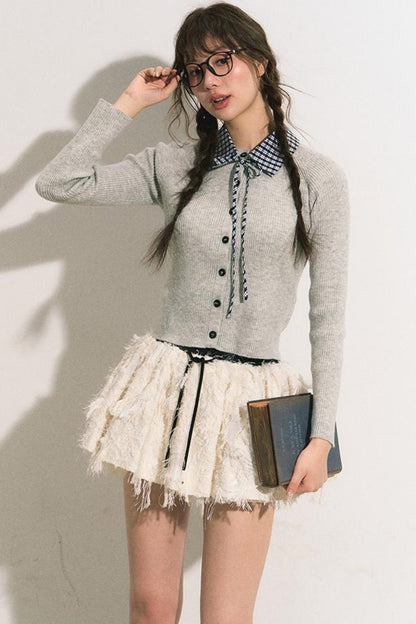 Slim Gray Knit Cardigan