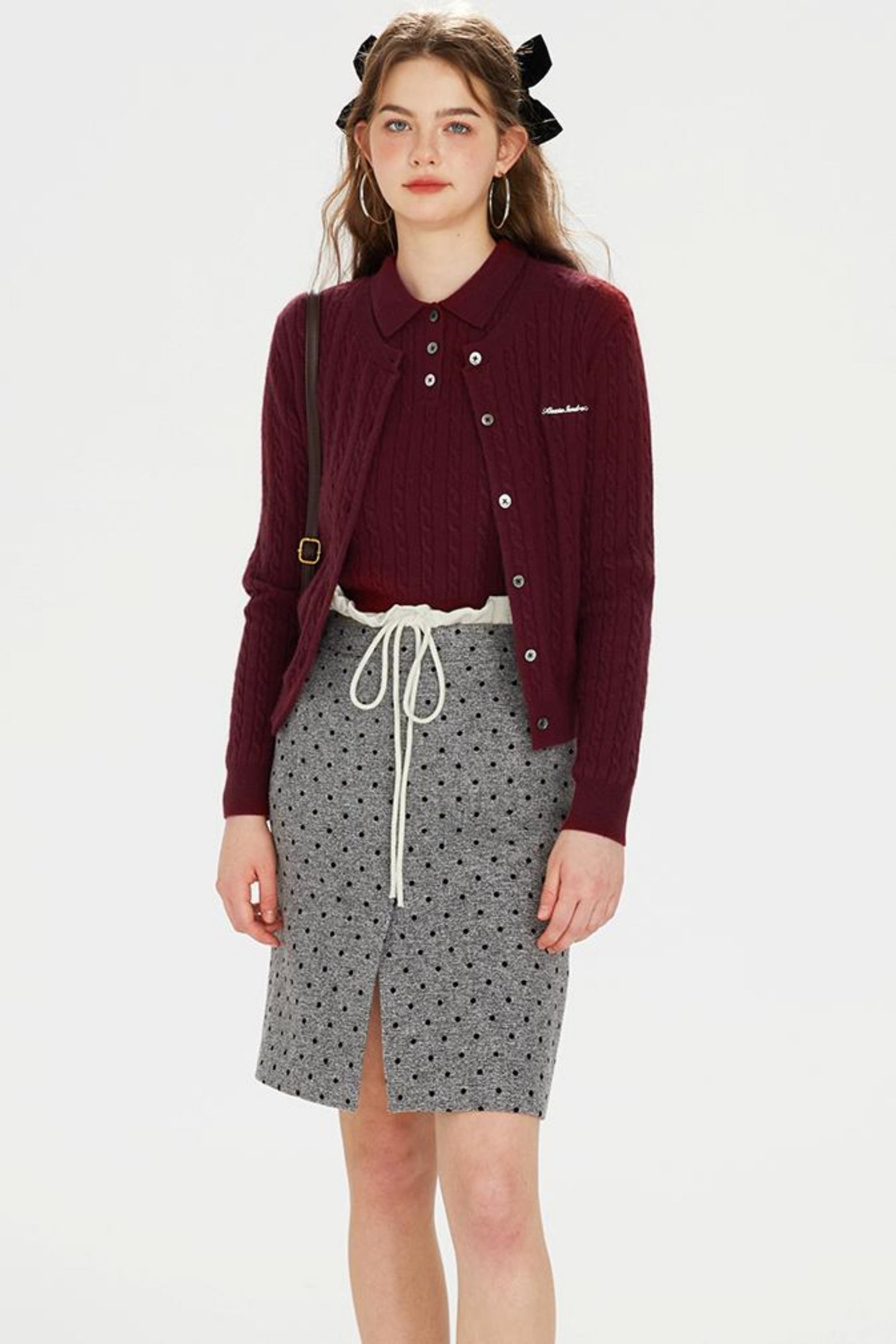 Dark Red Knit Polo T-Shirt