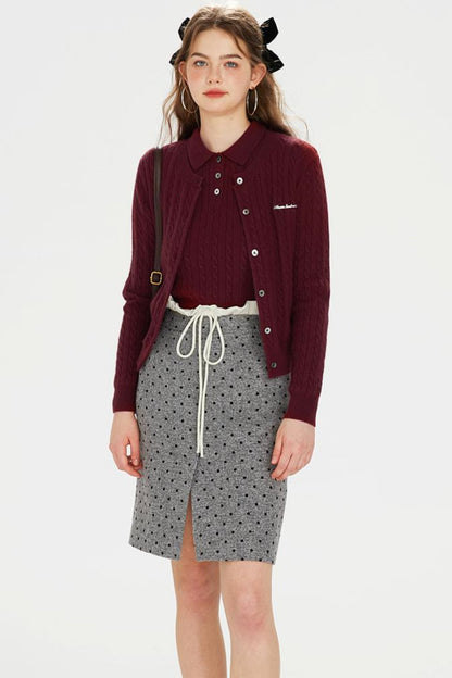 Dark Red Knit Polo T-Shirt