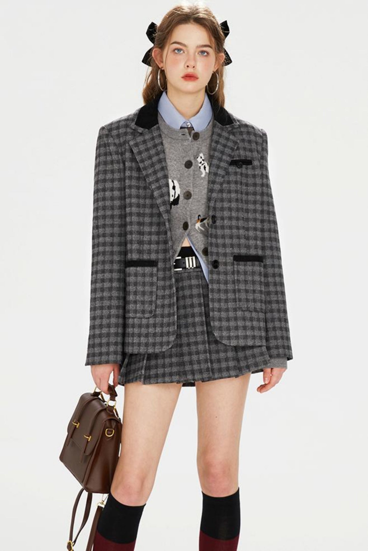 Tartan Color-Block Jacket Set-Up