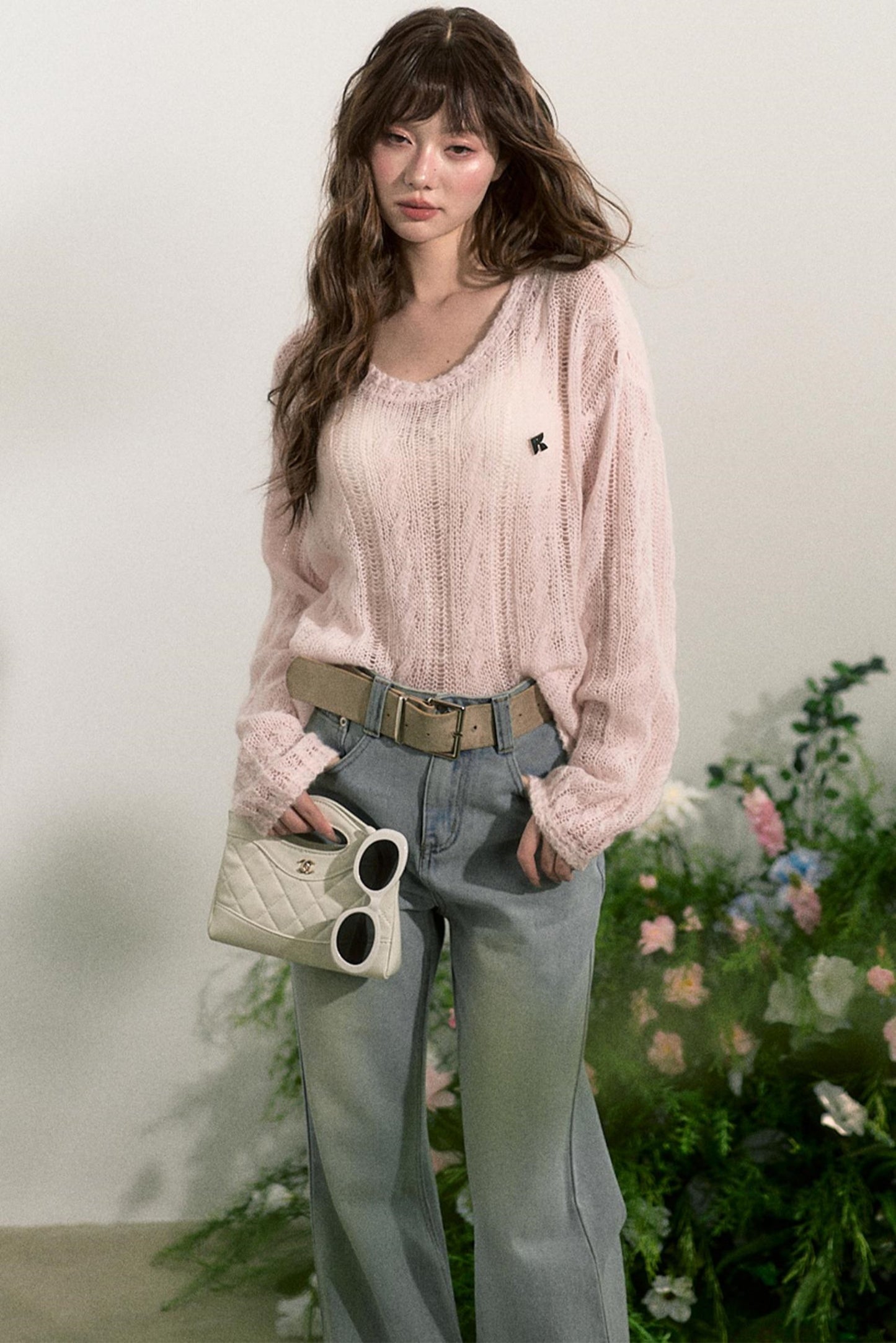 Pink Mohair Cowl Top