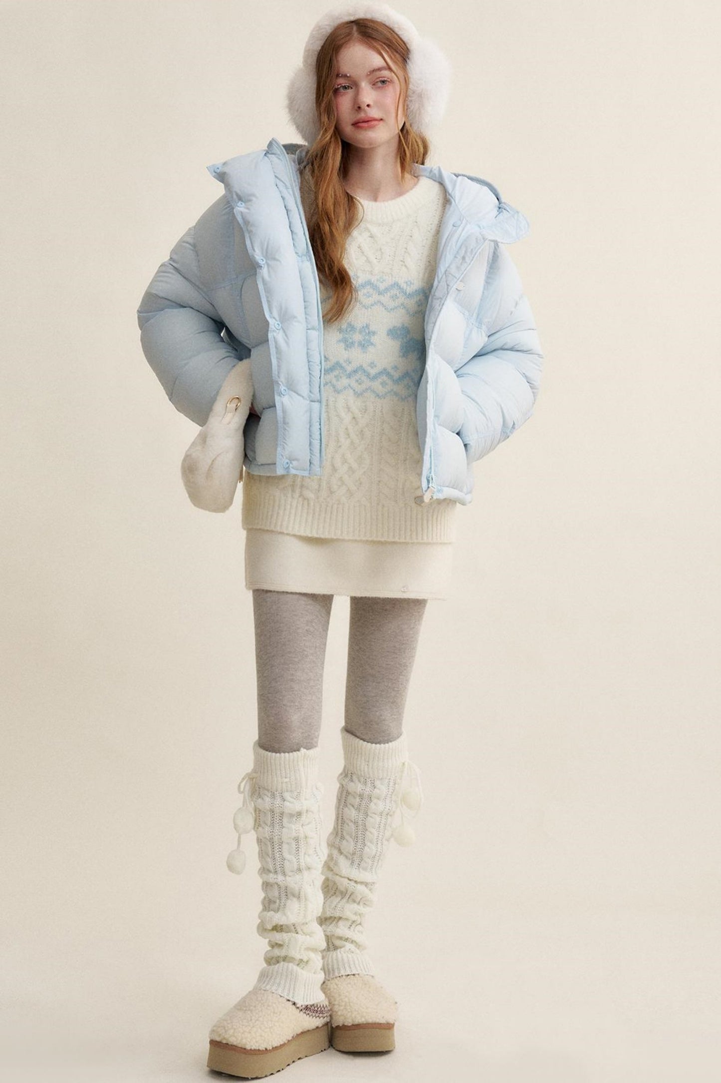 Cream Tweed A-Line Skirt