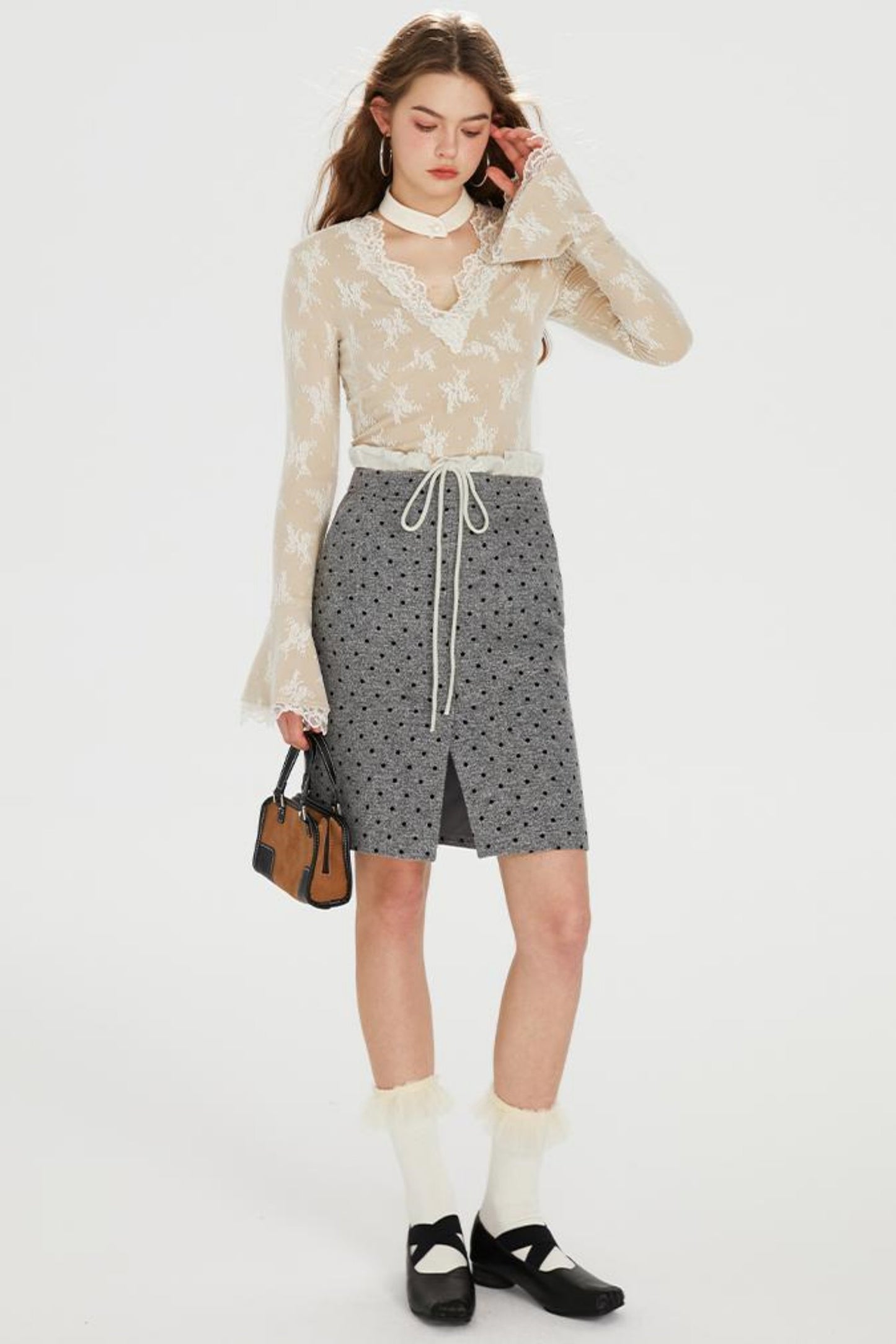 Polka Dot Tweed Skirt