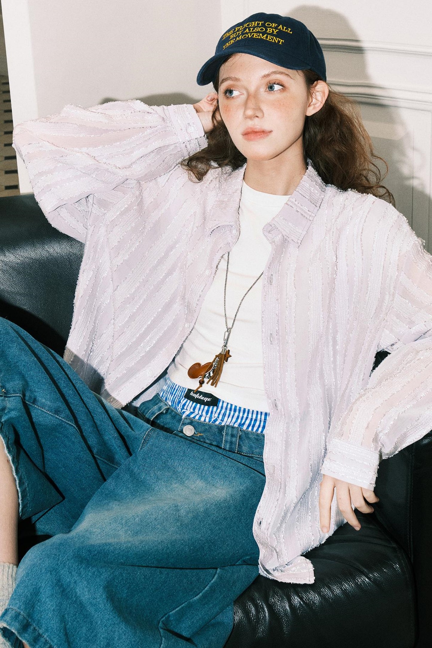 Sheer Texture Long Shirt