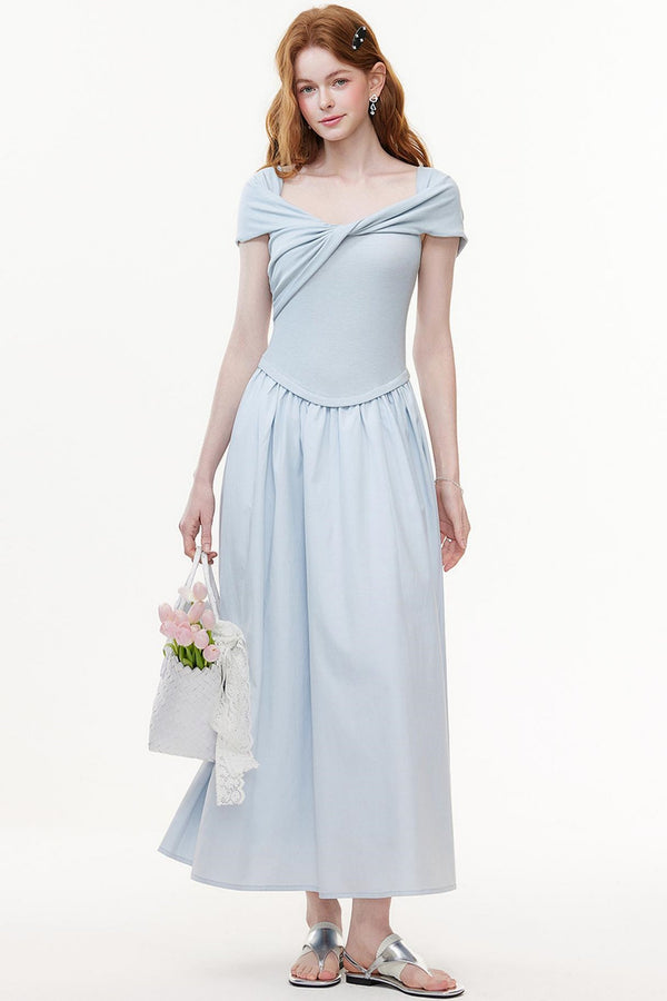 Blue A-Line Knitted Dress