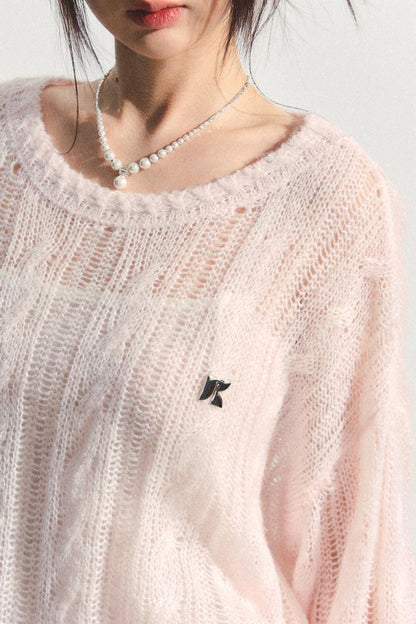 Pink Mohair Cowl Top