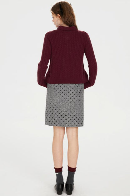 Dark Red Knit Polo T-Shirt