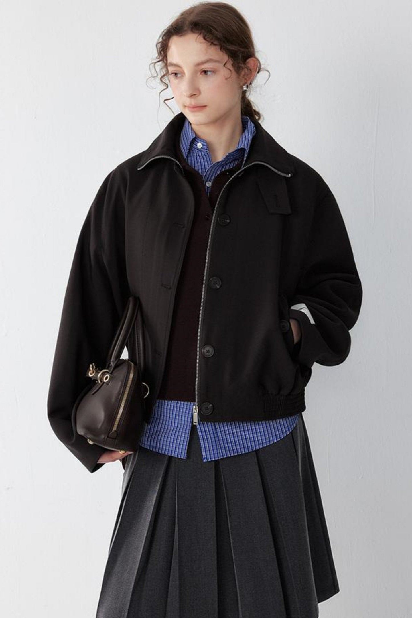 Chic Stand Collar Short Jacket