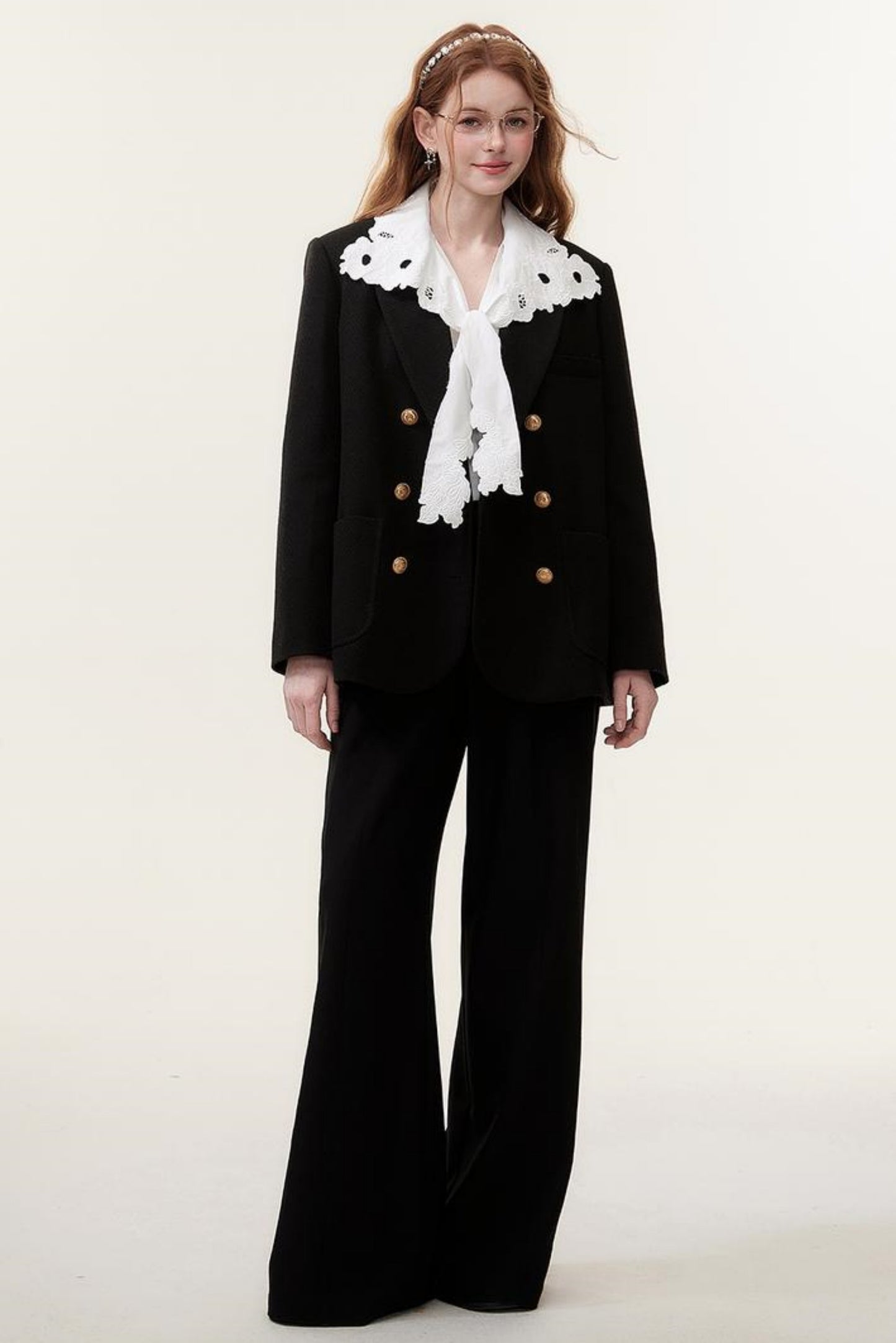 Hollow Embroidered White Blouse Top