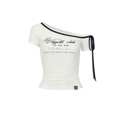 Short Sleeve Slim Alphabet Print T-Shirt