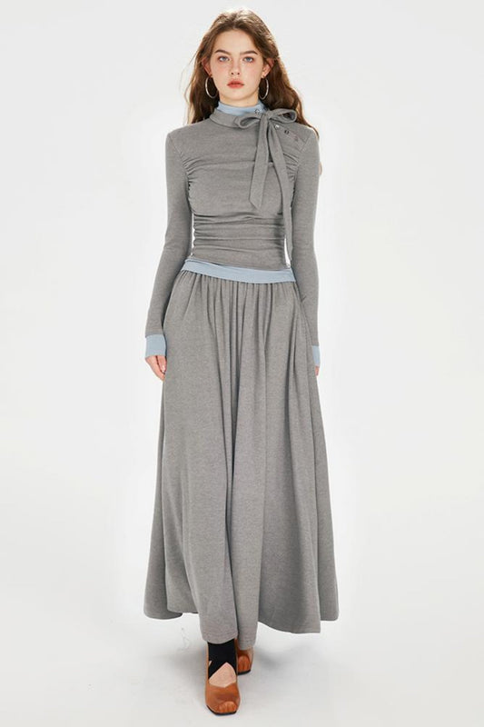 Color Clash Drawstring Dress