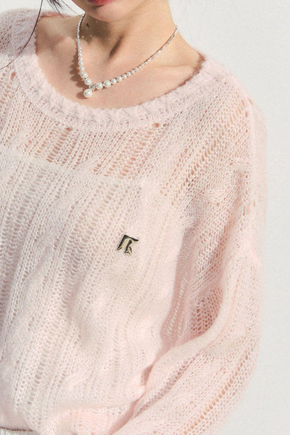 Pink Mohair Cowl Top