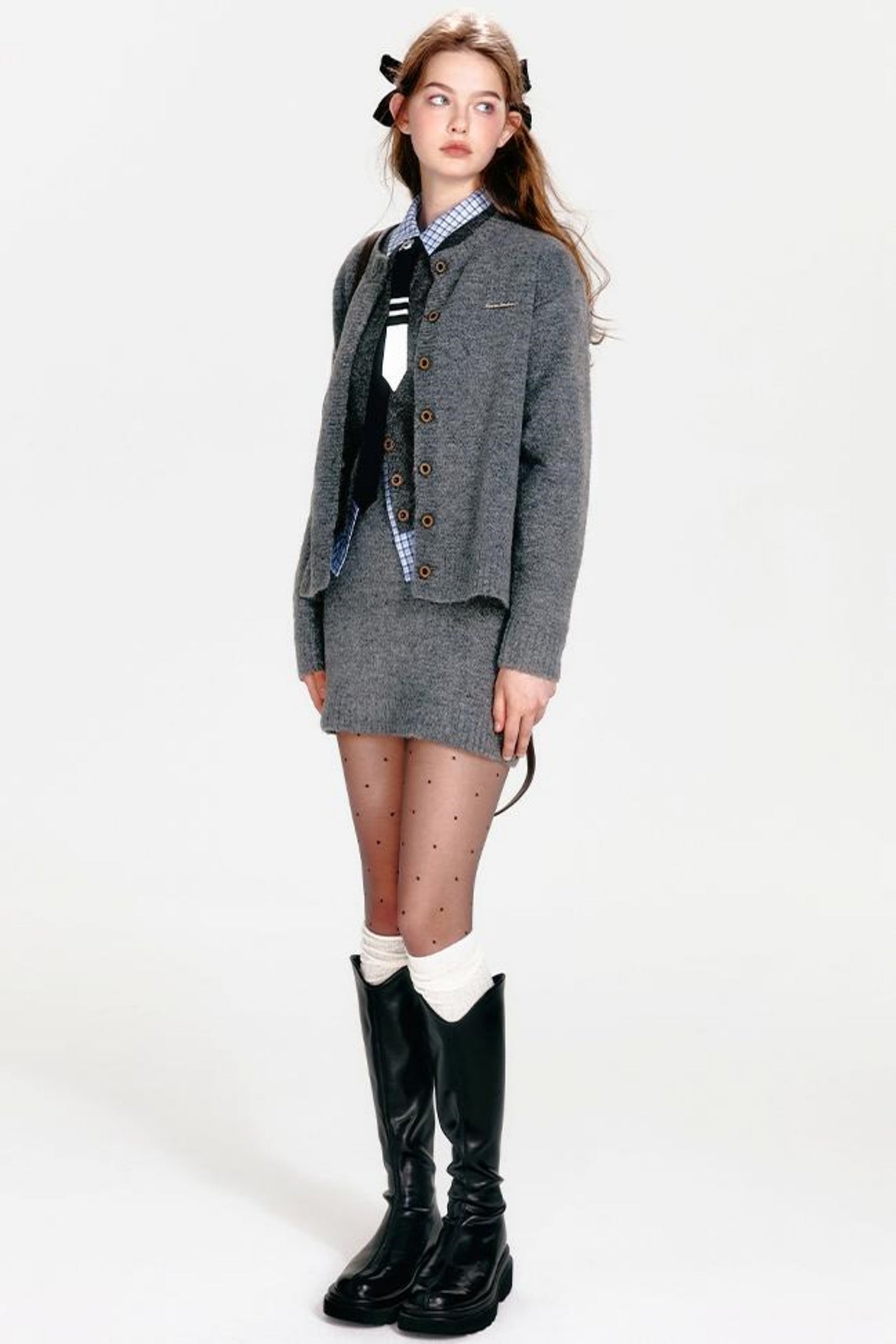 Chic Knit Vest & Skirt Set-Up