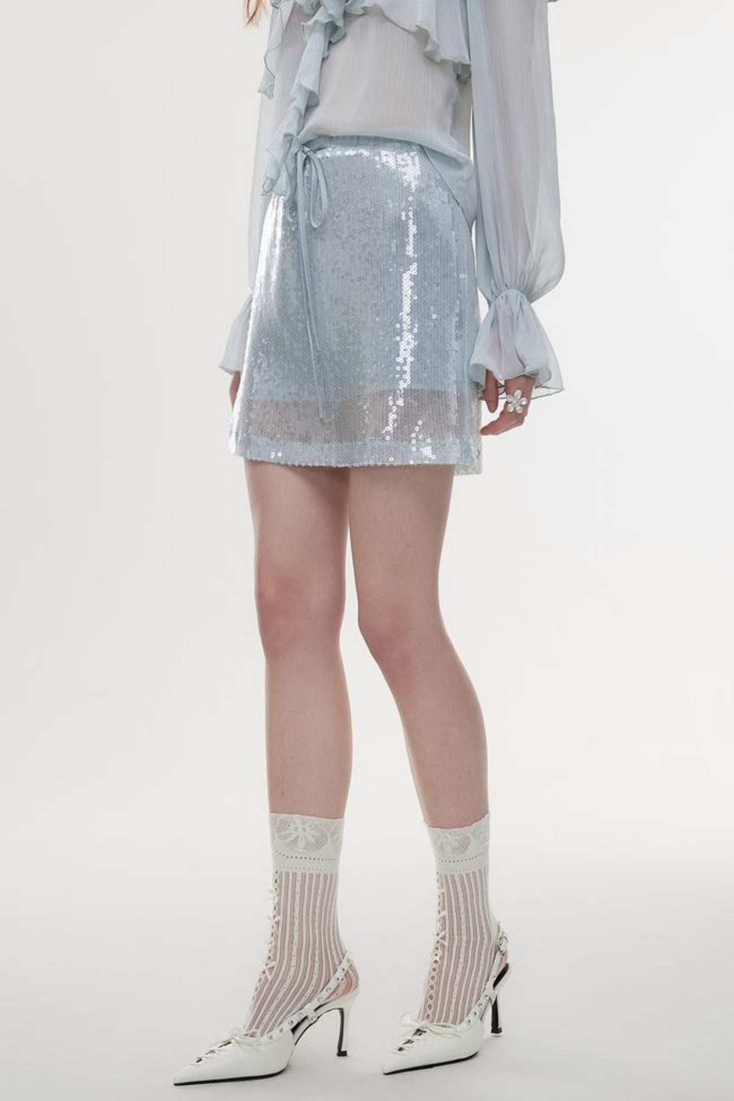 High-Waist Sequin A-Line Skirt