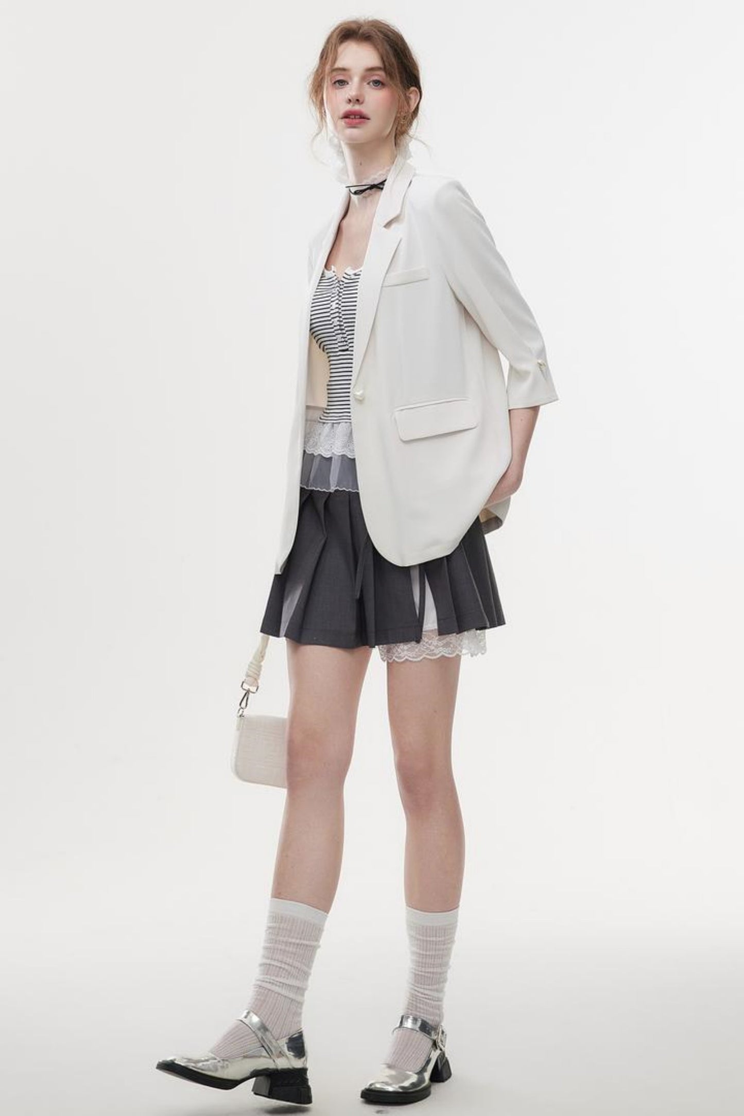 Lace-Trimmed Knit Peplum Top