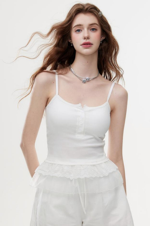 Lace-Trimmed Knit Peplum Top