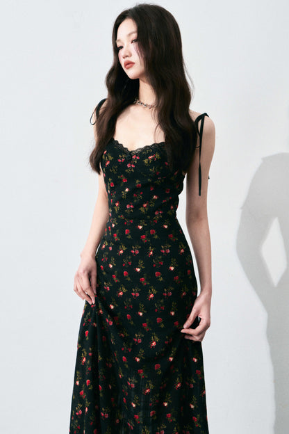 Floral Black Tie Dress