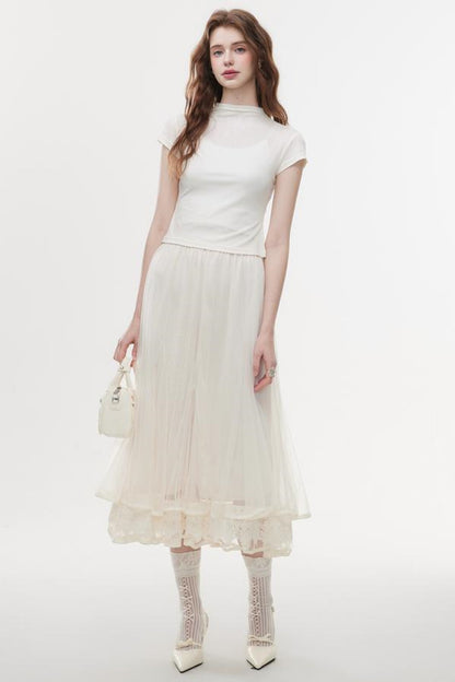 Lace Tulle Long Skirt