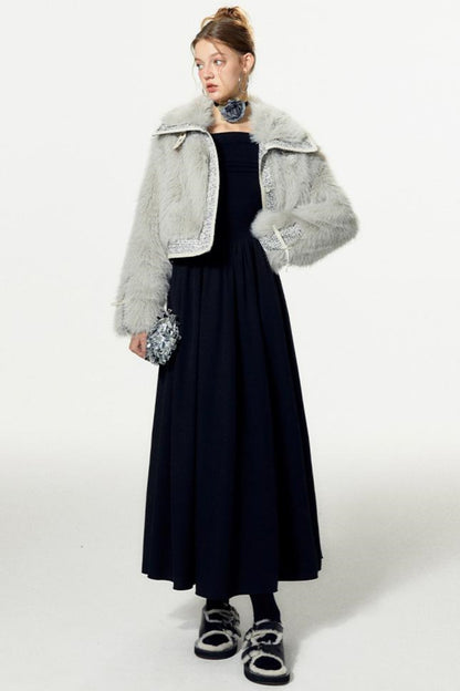 Black Embroidered Gown Dress