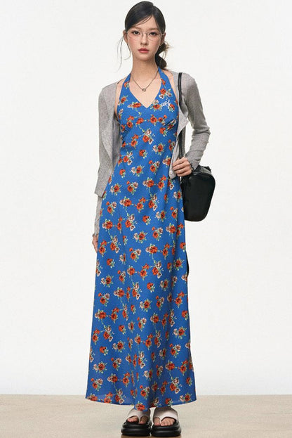 Halter Floral Slim Fit Dress Set-Up